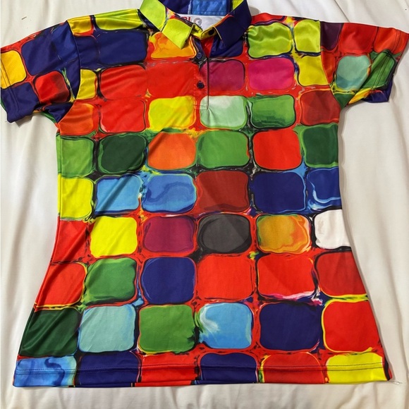 PLG Golf Multicolor Abstract Polo Shirt Men’s Size Large - Picture 5 of 8
